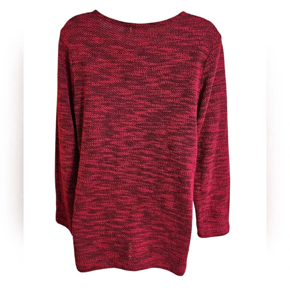 Croft & Barrow Medium Red Black Textured Knit Sweater Classic Preppy Cozy Top - Picture 3 of 7